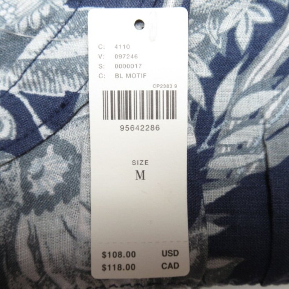 Anthropologie Pilcro Short-Sleeve Smocked Linen Buttondown Blouse Blue M - Picture 12 of 12